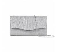 TTPSRY Pochette Donna Cerimonia Clutches Moda Borsa Sera Glitterata con Catena Staccabile Borsa Tracolla Elegante per Ballo di Fine Anno Feste Matrimoni(Argento)