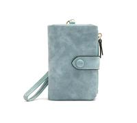 TTPSRY Portafoglio Donna Piccolo Liscia Morbida Pelle Squisita PU Trifold Scatto Cerniera Molteplici Slot per Carte Molti Scomparti Grande Capacità Corto Portamonete Regalo Compleanno（Blu）