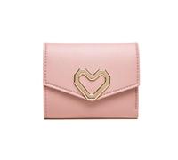 TTPSRY Portafoglio Donna Piccolo Trifold Cuore a Scatto Liscia Morbida Pelle PU Molteplici Slot per Carte Molti Scomparti Cute Corto Portamonete Regalo Compleanno(Rosa)