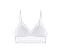 TTPSRY Reggiseno Pizzo per Donna a Triangolo con Imbottiti Staccabili Spalline Regolabili a V Collo Senza Schienale Sexy Bralette(Bianco)