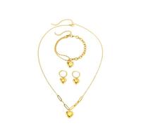 TTPSRY Set di Gioielli Acciaio Carati Cuore Collana Bracciale Orecchini Ipoallergenico Moda Creativo Adatto Tutti Giorni Feste Parure Gioielli Donna(Oro)