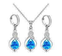 TTPSRY Set di Gioielli da Sposa Gioielleria Parures per Donne Collana Orecchini Set Accessori Anniversario Valentino per Donne e Ragazze Blu