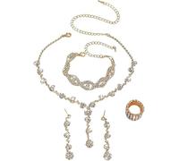 TTPSRY Set di Gioielli Donna Parure Elegante con Collana Bracciale Orecchini Anello Cristalli Brillanti Cerimonia Matrimonio Festa Compleanno Regalo