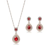 TTPSRY Set di Gioielli Donna Parure Elegante Goccia Cristallo Collana Orecchini Matrimonio Cerimonia Parure Gioielli Donna Completo Accessori Moda Regalo