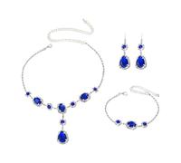 TTPSRY Set di Gioielli Lussuoso da Donna con Collana Orecchini e Bracciale con Strass Brillanti Ideale per Matrimonio Balli ed Abiti da Sera