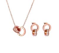 TTPSRY Set Gioielli Anelli Intrecciati Collana Orecchini Numeri Romani Cristalli Brillanti Catena Elegante Accessori Donna