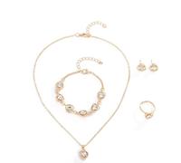 TTPSRY Set Gioielli Cuore Cristallo Brillante Collana Bracciale Anello Orecchini Catena Oro Elegante Parure Donna