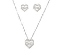 TTPSRY Set Gioielli Cuore Infinito Collana Orecchini Cristallo Brillante Parure Elegante Donna Argento