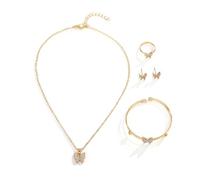 TTPSRY Set Gioielli Farfalla Cristalli Collana Bracciale Anello Orecchini Donna Elegante Accessori Cerimonia