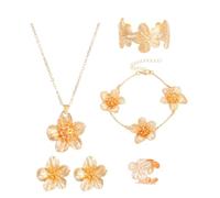 TTPSRY Set Gioielli Floreale Elegante Collana Orecchini Bracciale Donna Oro per Occasioni Speciali