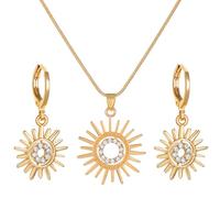 TTPSRY Sole Raggiante Collana Orecchini Gioielli Donna Eleganti Brillanti Metallo Dorato Stile Celestiale