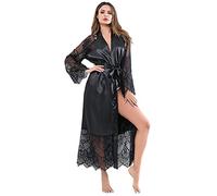 TTPSRY Vestaglia Donna Kimono Accappatoio Lungo Raso con Pizzo Vestaglia Elegante Camicia da Notte Pigiama Robe Vestaglia Sposa Damigella Bridal