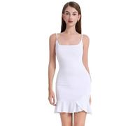 TTPSRY Vestito Senza Maniche Donna Abito Cerimonia Elegante con Volant Vestiti Eleganti Corto da Cocktail Abito Aderente Spaghetti Estivo Vestito Festa Matrimonio Abito Formale