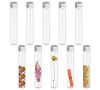 TTQiAnJ 10 Pezzi Provette in Plastica Trasparente 45ml,Provette Portaconfetti Plastica con Tappi in Alluminio per Negozio di Caramelle,fiori e Accessori per Casa