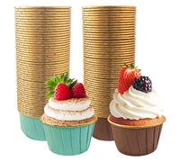 TTQiAnJ 100 Pezzi Pirottini per Cupcake Carta,Pirottini in Foglio di Alluminio per Muffin e Cupcake,Pirottini Usa e Getta per Muffin per Compleanni,Matrimoni,Feste Natalizie (Marrone/Verde)