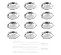 TTQiAnJ 12 Pezzi Pallet di Vernice in Acciaio Inossidabile con 5 Pezzi 3ml Contagocce,Argento Rotondo Tavolozza Miscelazione,Tavolozza dei Colori della Pittura per Pittura Artista,Acquerelli