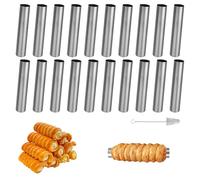 TTQiAnJ 20 Pezzi Cannoli Tubi in acciaio inox,12 cm x 2 cm stampo a spirale per crema di burro antiaderente con spazzola per Croissant,Panini Al Burro,Pane