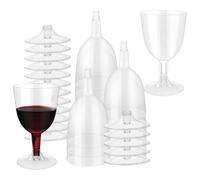 TTQiAnJ 50 Pezzi Bicchieri da Vino in Plastica,Calici Riutilizzabili da 150 ml,Trasparenti,Calici Vino con Gambo per Compleanni,Matrimoni,Natale,Barbecue,Picnic,Feste