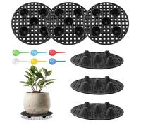 TTQiAnJ 6 Pezzi Support Piante Vaso Tappetino Rete,Pad Drenaggio Griglia per Vasi da Fiori Rotondi in Plastica con 6 Macchina di Irrigazione per Interni Ed esterni,20cm