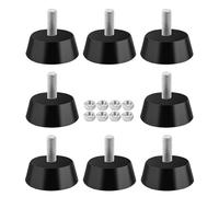 TTQiAnJ 8 Pezzi Piedini Regolabili per Mobili in Gomma M6 x 32 mm,Antiscivolo Piedini di Montaggio con Acciaio Inossidabile Viti per Tavolo Sedia Armadio Appendini Letto Tavolo,Nero