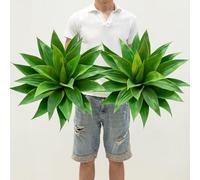 Ttranewsoo Pianta artificiale di agave artificiale, 2 pezzi, piante finte per esterni, grandi piante artificiali resistenti ai raggi UV, per interni ed esterni, 55,9 cm