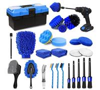 TTRCB Kit di 27 pennelli per Dettagli Auto, Set di spazzole per Dettagli Auto, Set di spazzole per Trapano per Dettagli Auto, Kit di Lavaggio Auto, Accessori per Auto, Kit di Strumenti per la Pulizia