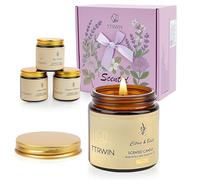 TTRWIN Set regalo di candele profumate per relax, 4 candele di soia naturali: lavanda e rosmarino, rosa e ambra, agrumi e basilico, pera britannica e fresia, regali di compleanno e Natale per donne