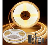 TTWAY Striscia LED COB 20 Metri, Striscia LED 2700K con Alimentatore e Telecomando, 384LED/M, CRI 90+, DC24V, larghezza 8mm, Dimmerabile Striscia per Decorazioni Domestica (2x10 metri)