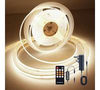TTWAY Striscia LED COB 5 metri, 3000K Striscia LED Dimmerabile 24V, CRI93 +, larghezza 8mm, con Telecomando e alimentazione, per la decorazione domestica, cucina, specchio