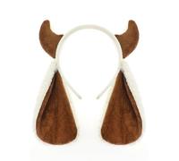 TTYAO REII Cerchietto con orecchie di pecora, stile kawaii, con orecchie di agnello, accessorio per capelli per Halloween, feste e travestimenti (marrone bianco, M)