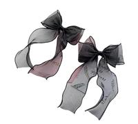 TTYAO REII Fermagli per capelli con fiocco in filo, 2 pezzi, alla moda, con grande fiocco, accessori per capelli per ragazze e donne, per feste del tè (nero)