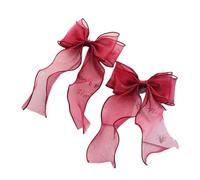 TTYAO REII Fermagli per capelli con fiocco in filo, 2 pezzi, alla moda, con grande fiocco, accessori per capelli per ragazze e donne, tea party (rosso)