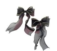 TTYAO REII Fermagli per capelli con fiocco in filo, 2 pezzi, alla moda, con grande fiocco, accessori per capelli per ragazze e donne, per feste del tè (nero)