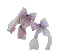 TTYAO REII Fermagli per capelli con fiocco in filo, 2 pezzi, alla moda, con grande fiocco, accessori per capelli per ragazze e donne, tea party (viola)