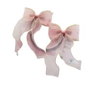 TTYAO REII Fermagli per capelli con fiocco in filo, 2 pezzi, alla moda, con grande fiocco, accessori per capelli per ragazze e donne, tea party (rosa)