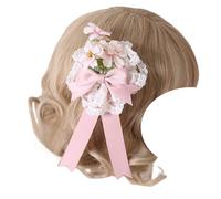 TTYAO REII Fermaglio per capelli con fiocco floreale, per donne e ragazze, elegante clip laterale in pizzo Lolita, accessori per capelli per tea party