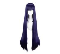 TTYAO REII Hinamori Amu - Parrucca con capelli corti e lisci, con trecce singole, per cosplay, con frangia, per ragazze, in fibra sintetica (blu scuro viola)
