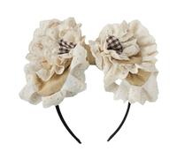 TTYAO REII Kawaii, Cerchietto per capelli con grande fiocco, da donna, in pizzo, elegante, accessorio per tea party (beige, M)