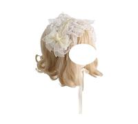 TTYAO REII Lolita - Fascia per capelli in pizzo con fiocco, accessorio per capelli kawaii, da donna, elegante (beige, M)