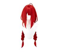 TTYAO REII Parrucca rossa lunga intrecciata, per cosplay, con doppia treccia, con frangia, in fibra sintetica, per feste in costume