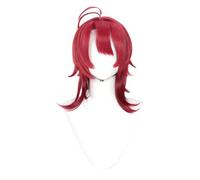TTYAO REII Parrucca rossa sfumata per cosplay, capelli corti e lisci, con frangia, in fibra sintetica, per feste di Halloween