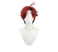 TTYAO REII Parrucca sintetica sfumata rossa nera anime capelli corti lisci Cosplay per accessori per spettacoli comici