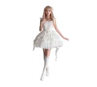 TTYAO REII Sweet Lolita, abito bianco a più livelli da principessa con gonna a sbuffo, abito da sposa, stile kawaii, abito per ospiti di nozze (bianco, L)