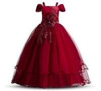 TTYAOVO Vestito da Festa di Compleanno di Nozze dello Spettacolo di Principessa del Ricamo Maniche delle Ragazze Taglia160 (11-12 Anni) 431 Rosso