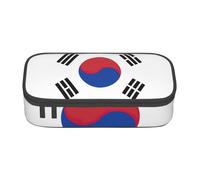 TTYDOKLA Astuccio in tessuto Oxford con stampa bandiera della Repubblica di Corea con scomparti multipli, ideale per viaggi o ufficio, Nero , Taglia unica, Astuccio per trucchi