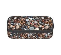 TTYDOKLA Astuccio in tessuto Oxford con stampa di ciottoli e pietre, con scomparti multipli, ideale per viaggi o ufficio, Nero , Taglia unica, Astuccio per trucchi