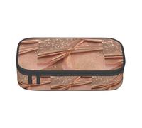 TTYDOKLA Astuccio in tessuto Oxford con stampa glitter oro rosa con scomparti multipli, ideale per viaggi o ufficio, Nero , Taglia unica, Astuccio per trucchi