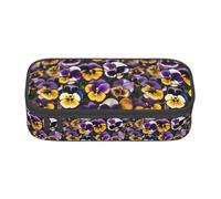 TTYDOKLA Astuccio in tessuto Oxford con stampa Pansy Perfection con scomparti multipli, ideale per viaggi o ufficio, Nero , Taglia unica, Astuccio per trucchi