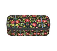 TTYDOKLA Astuccio multiuso in stile ucraino, con stampa di rose ricamate, esteticamente gradevole, ampio spazio di archiviazione, Nero , Taglia unica, Custodia per chiave