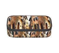 TTYDOKLA Astuccio portamatite in tessuto Oxford con stampa italiana toscana con scomparti multipli, ideale per viaggi o ufficio, Nero , Taglia unica, Astuccio per trucchi